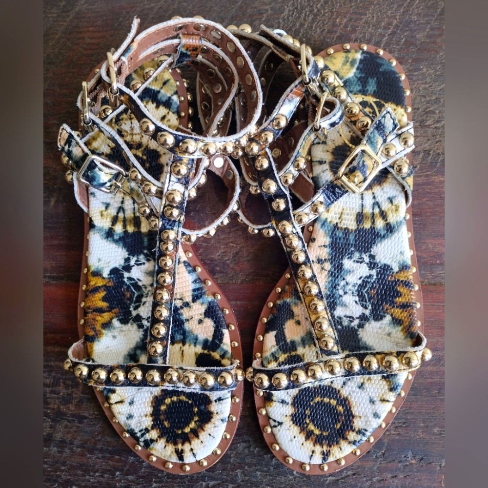 Ash Gold Studded Tie-Dye Gladiator Play Sandals Size 36 (6)